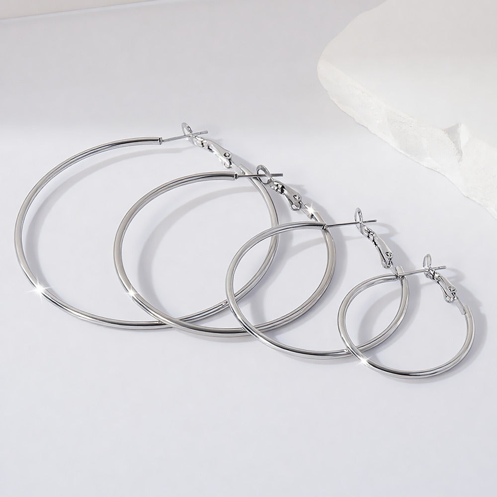 Women's Stainless Steel Round Jeans Button Spring Big Earrings