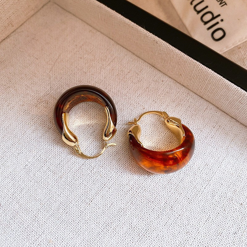 Women's Needle Geometric Irregular Resin Fashionable Retro Earrings