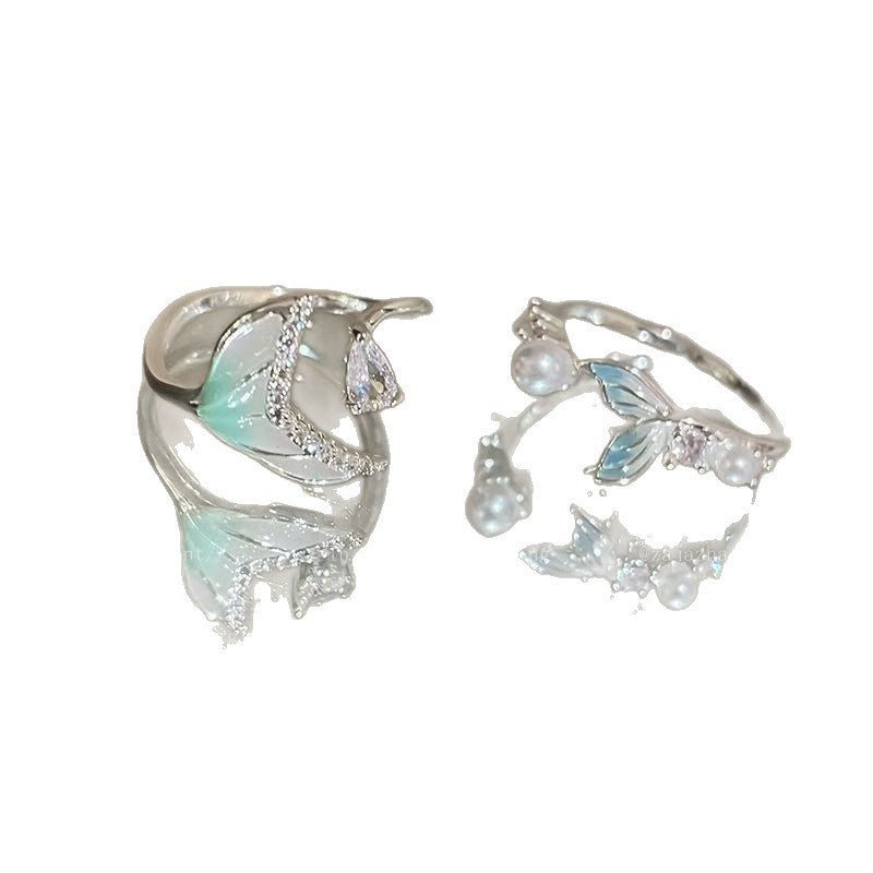 Gradient Fishtail Open-end Zircon Fashion Minimalist Ring