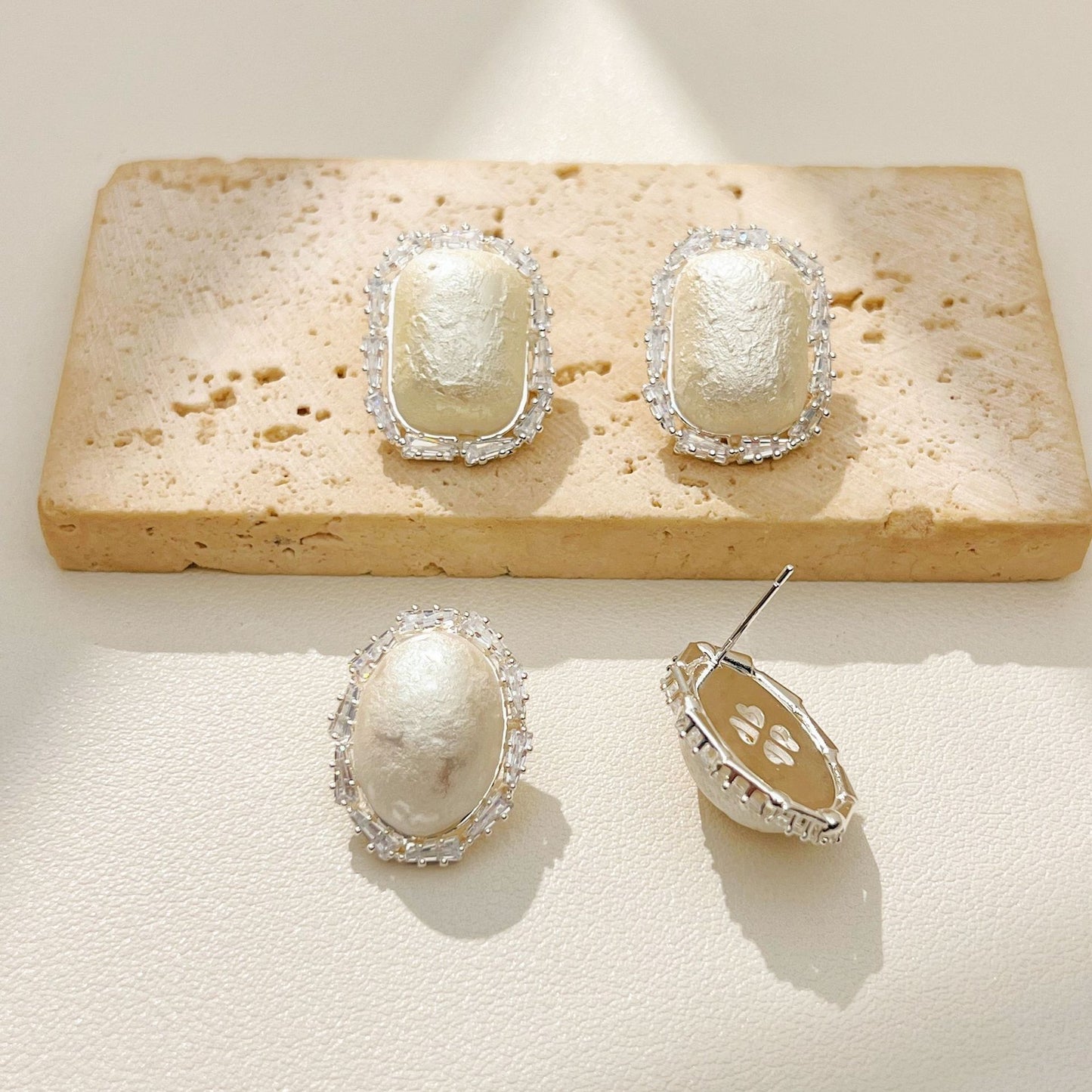 Niche Square Cotton Bead Fashion Light Earrings