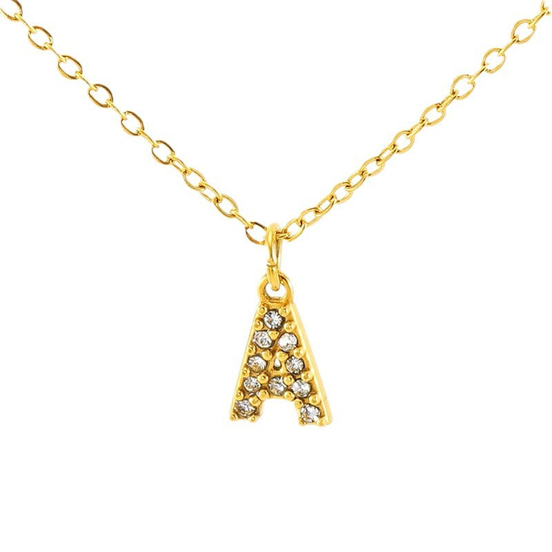 Women's Diamond Small Letter Simple Clavicle Chain Necklaces