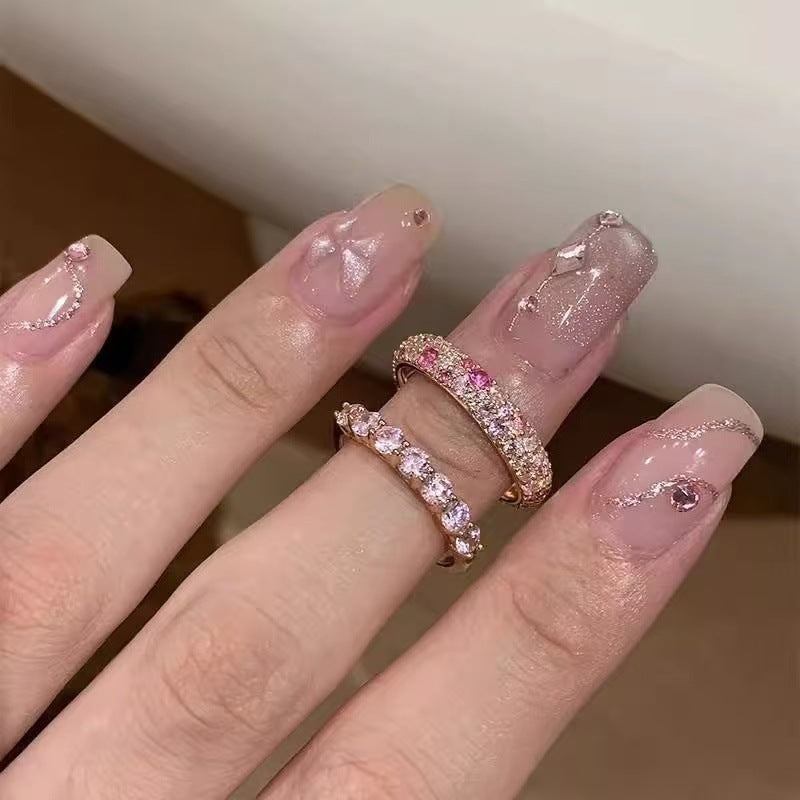 Pink Diamond Open Light Luxury High-grade Index Finger Ring