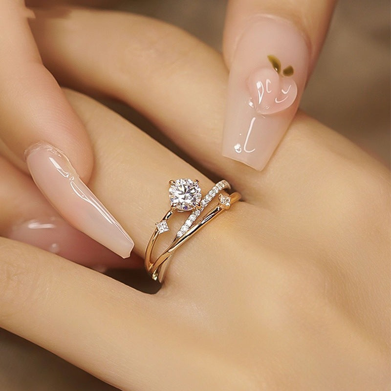 Women's Starry Sky Sterling Sier Light Luxury Ring