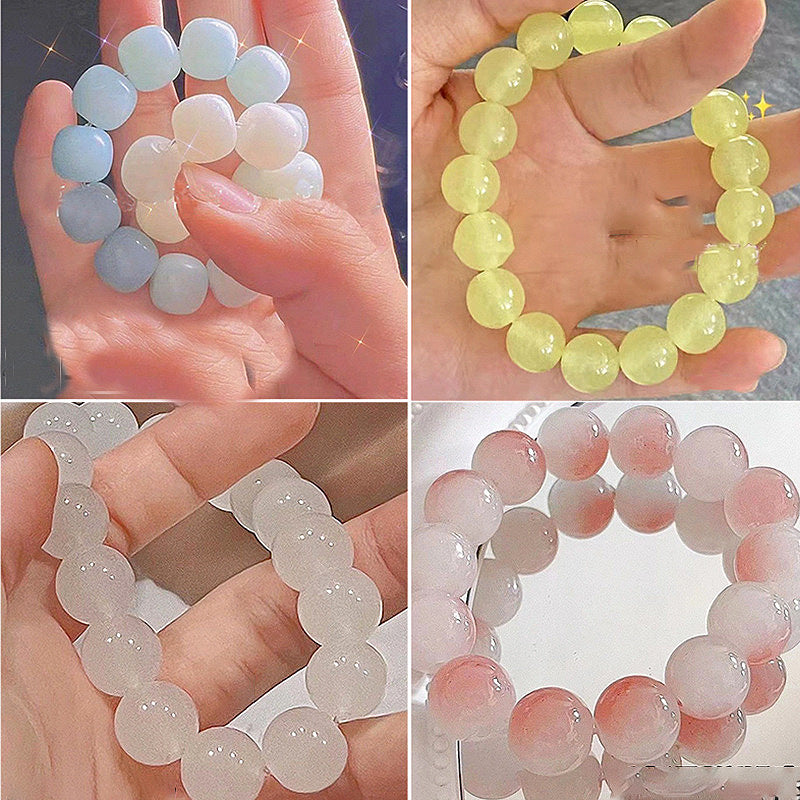 Ice Transparent White Jade Imitation Bodhi Pliable Bracelets