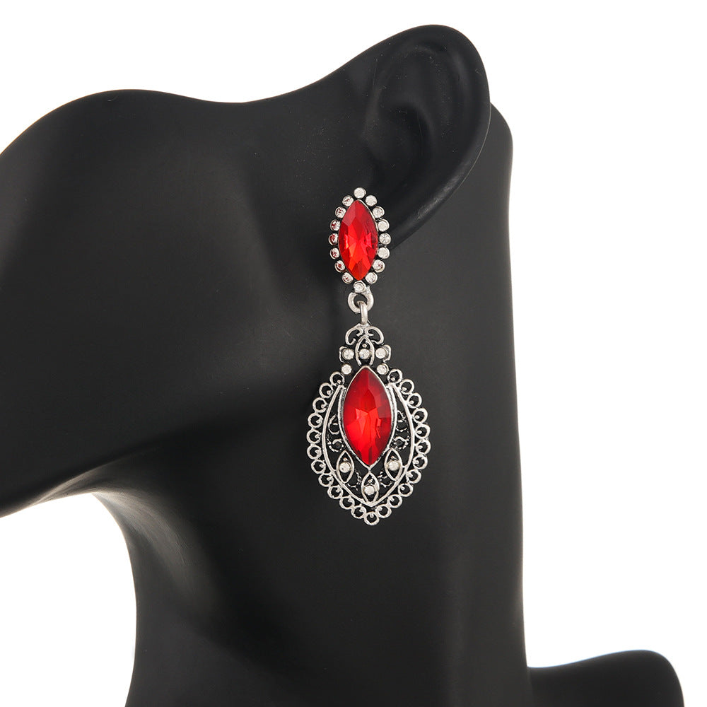Personality Fashion Alloy Diamond Water-drop Eardrops Retro Earrings