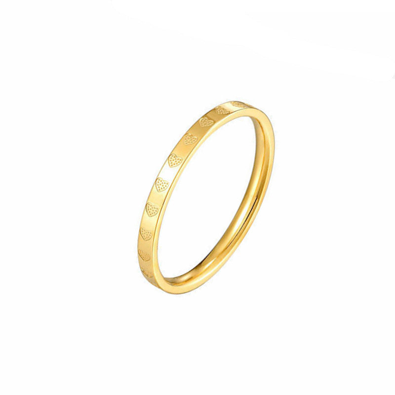 Women's Heart-shaped High-grade Light Luxury Minority Colorfast Jin Rings