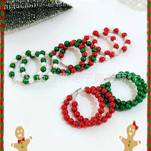 Christmas Round Beads Eardrop High-grade Fashion Earrings