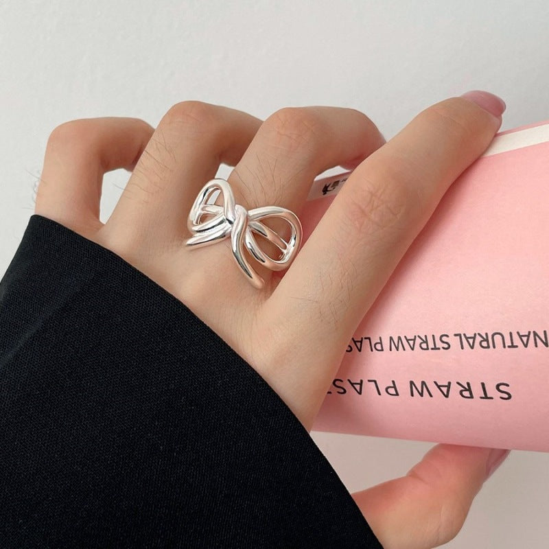 Pink Loving Heart Zircon Female Twin Elegant Sier Rings