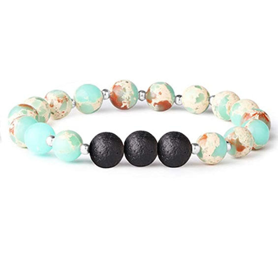 Women's & Men's Volcanic Rock Couple Beaded Elastic String Bracelet