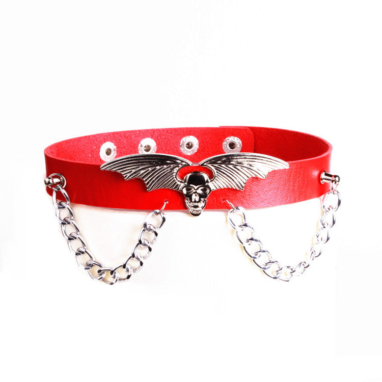 Punk Trendy Cool Exaggerated Bat Wings Vampire Chain Personality Alternative Collar
