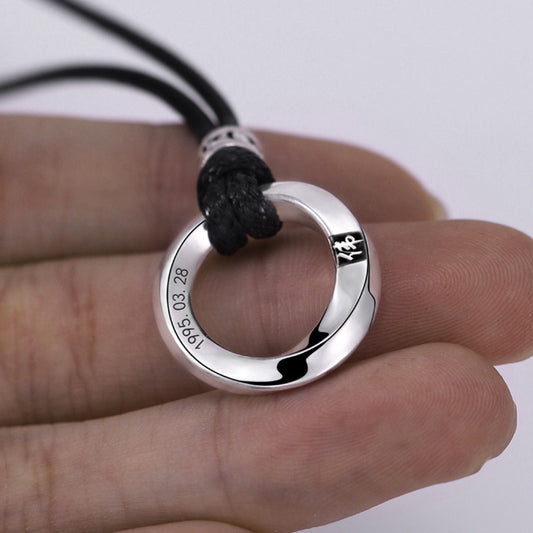 Men's Buckle Couple Trendy Boys Pu Engraved Pendants