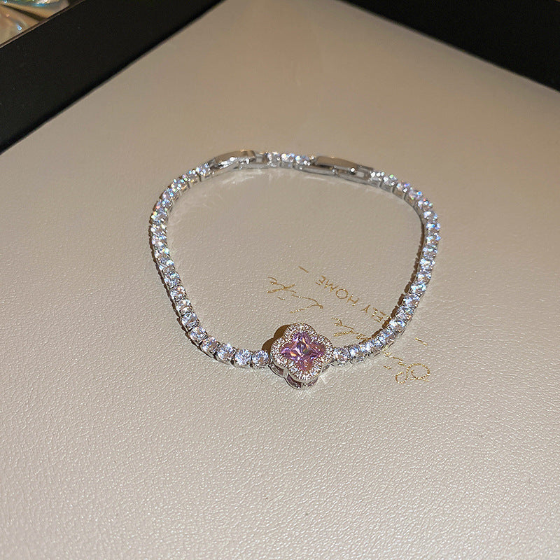 Pink Zircon Geometric Round Pull-out Retro Minority Elegant Bracelets