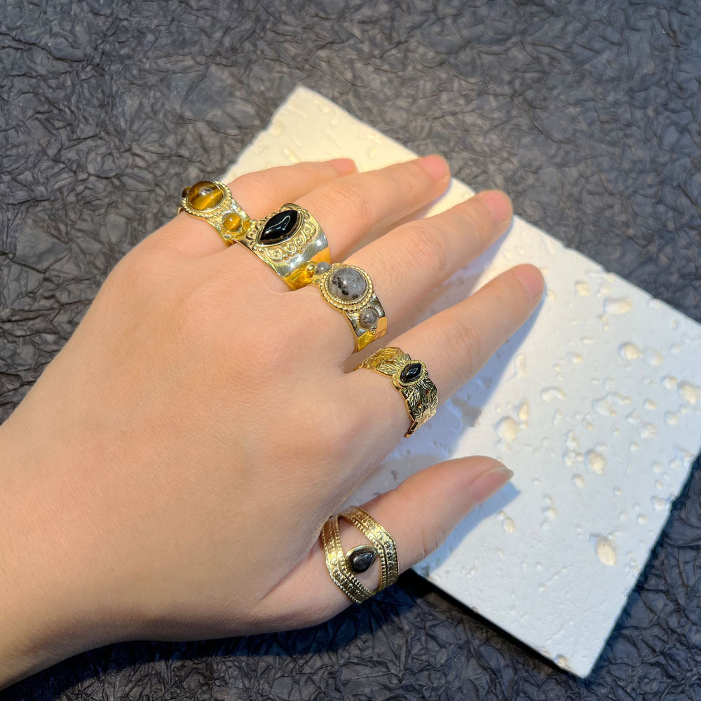 Stylish Design Natural Stone High-grade Vintage Rings