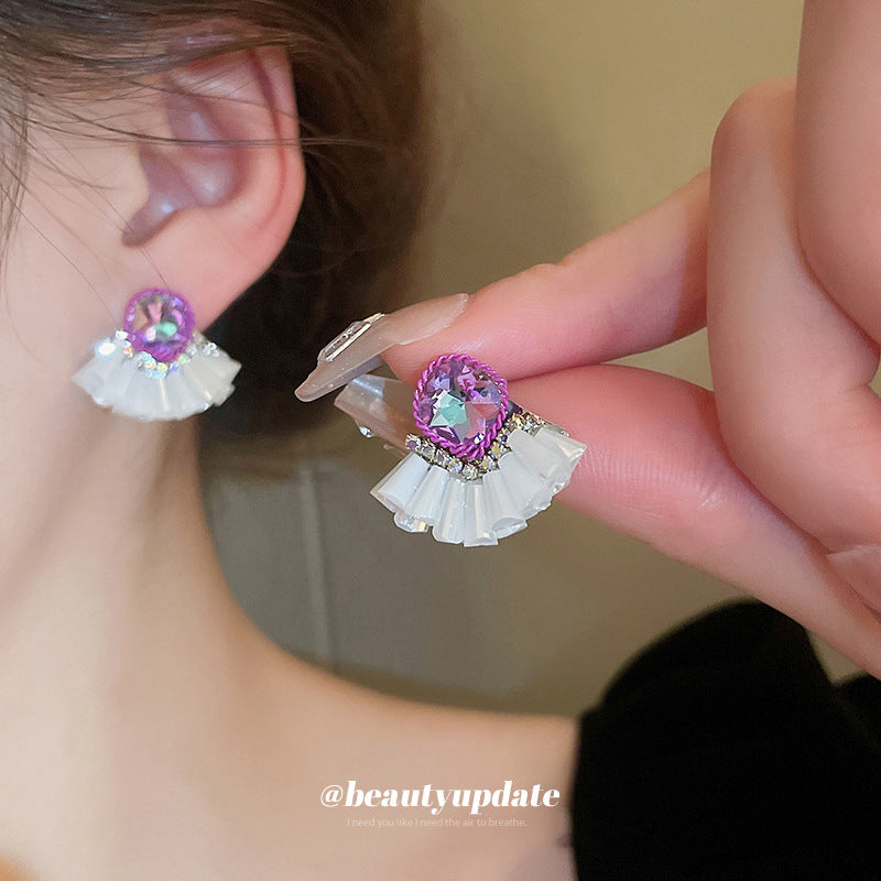 Sier Artificial Crystal Hollow Chinese Ethnic Style Tassel Earrings