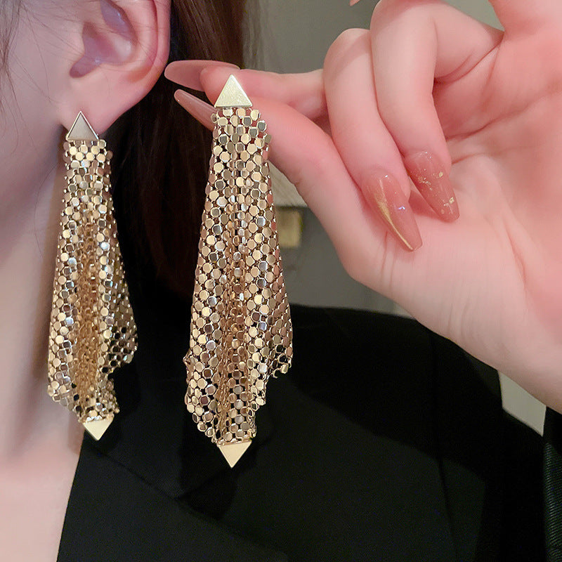 Women's Sier Needle Zircon Water Drops Tassel Fashionable Light Luxury High-grade Rings