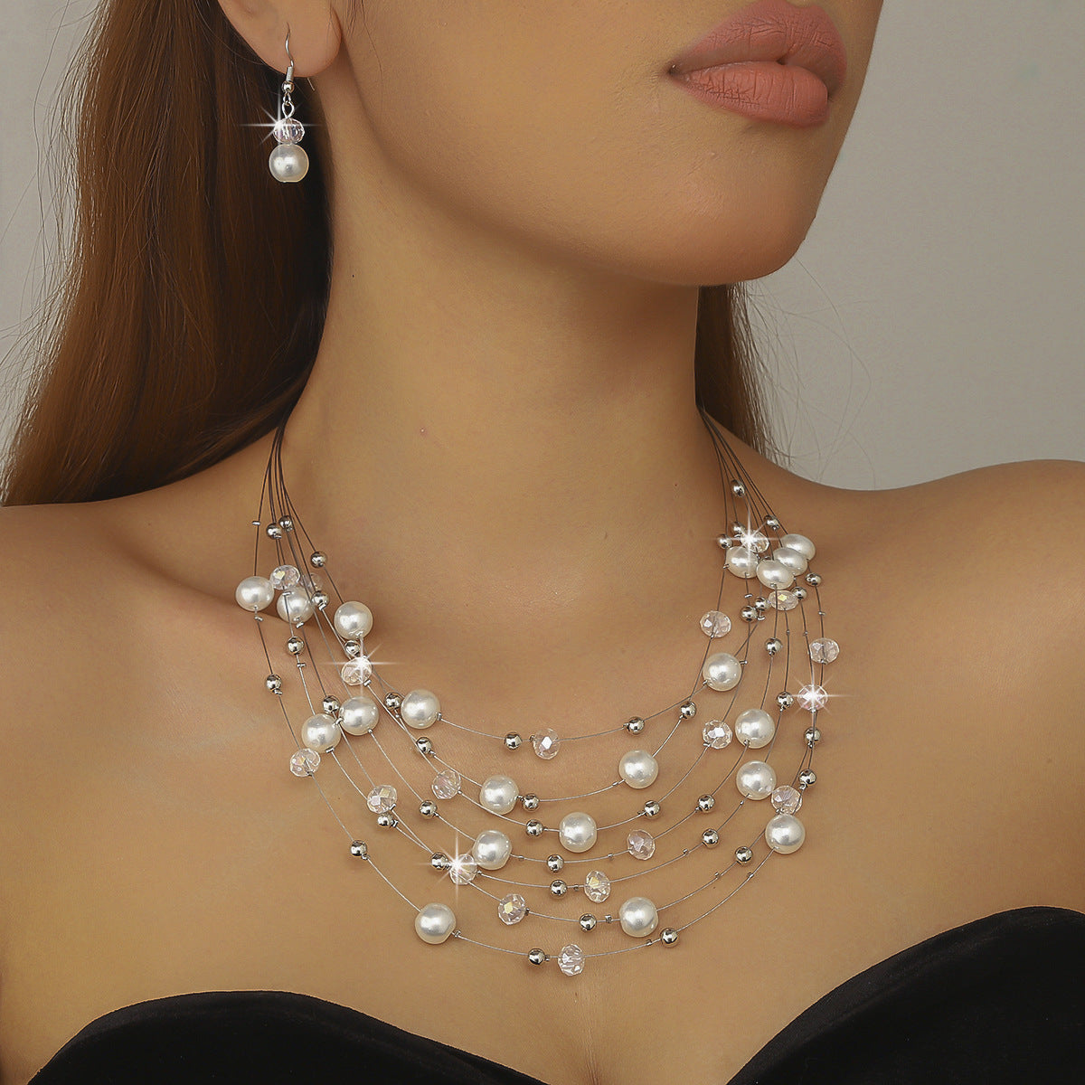 Women's Gorgeous Fashion Love Pink Beaded Simple Graceful Jewelry Set