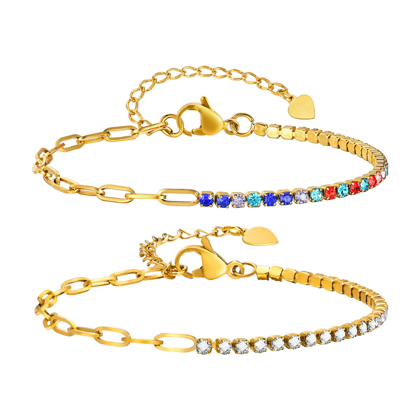 Women's Stainless Steel Flat Cross Chain Zircon Titanium Simple Personalized Bracelet