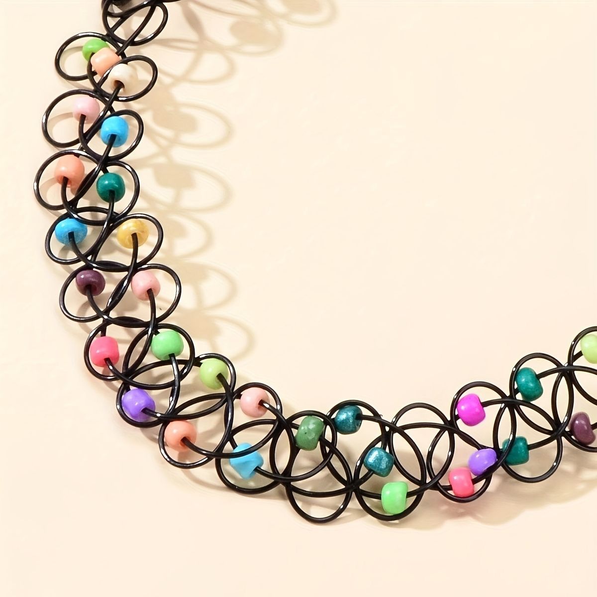 Women's Trend Street Snap Personalized Color Bead Elastic Collar