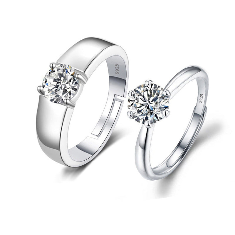Women's Moissanite Opening Adjustable Man's Proposal Wedding Rings