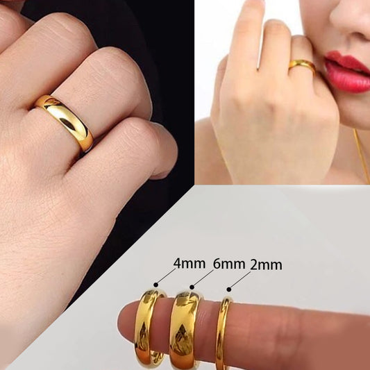 Simple Stainless Steel Glossy Inner Outer Ball Arc Titanium Rings