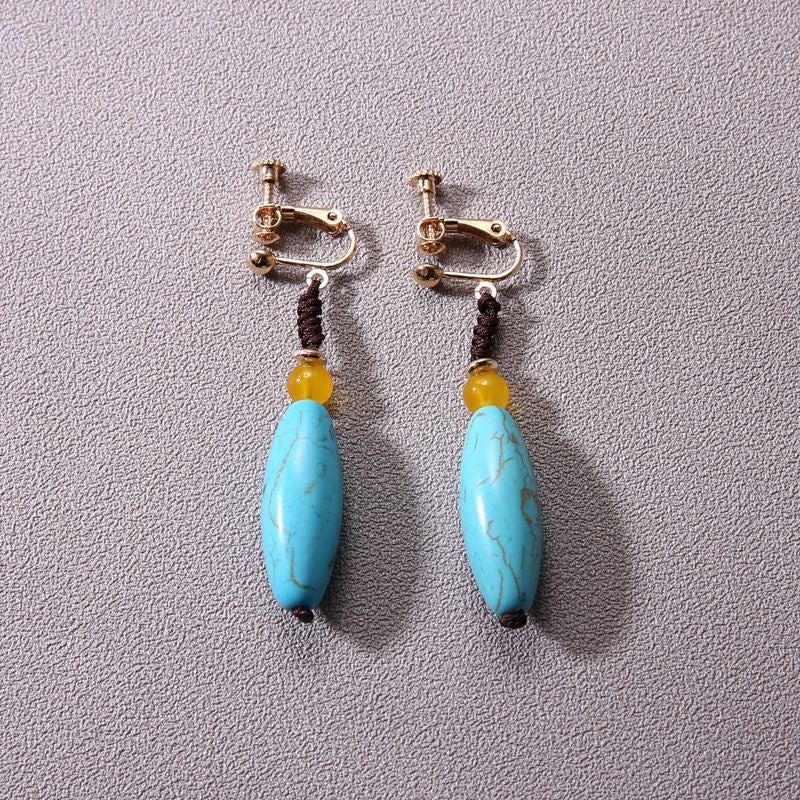 Ding Ear Imitation Turquoise Tibetan Ethnic Style Earrings