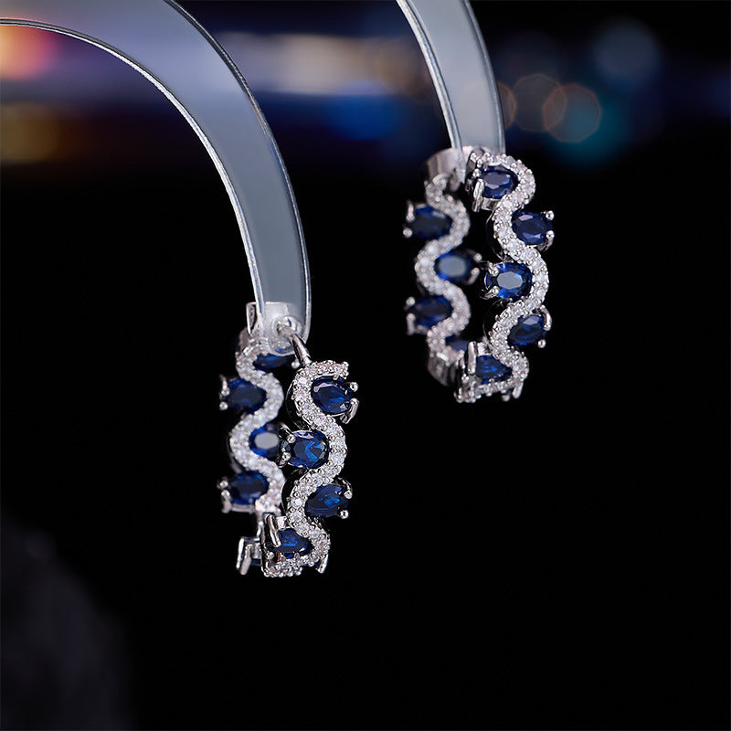 Turquoise Ear Clip Design Slightly Inlaid Zircon Versatile Earrings