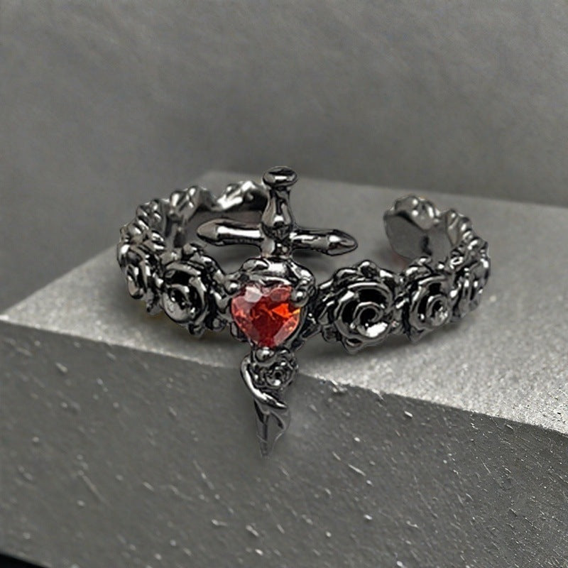 Personalized Red Diamond Open Hot Twin Design Light Rings