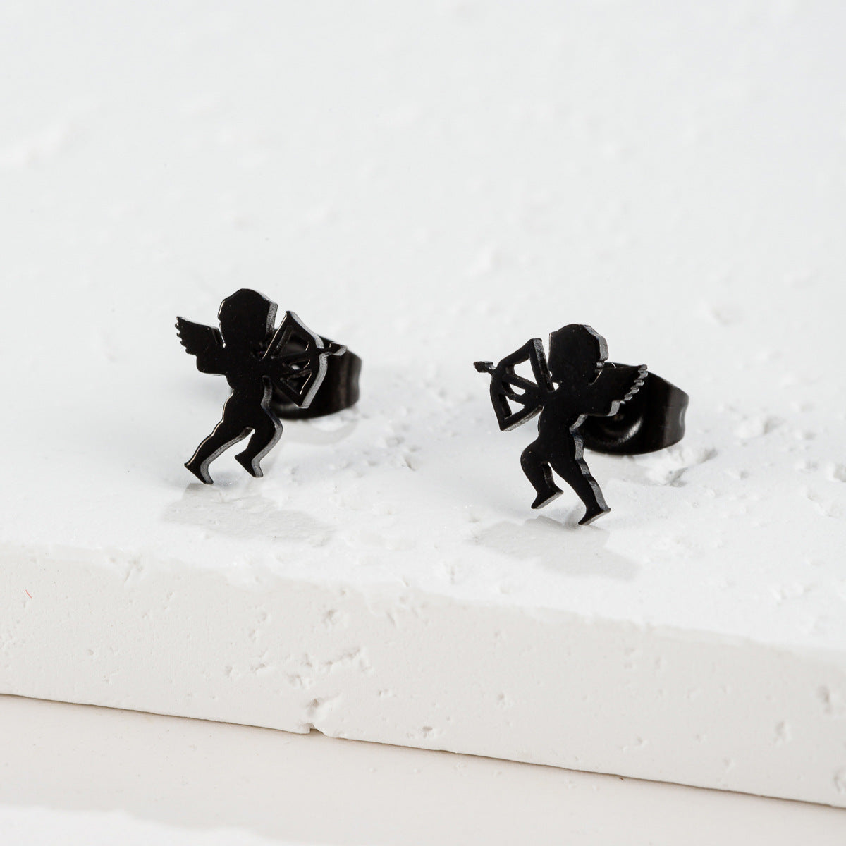 Stainless Steel Goldfish Bird Ear Design Ghost Skull Stud Earrings