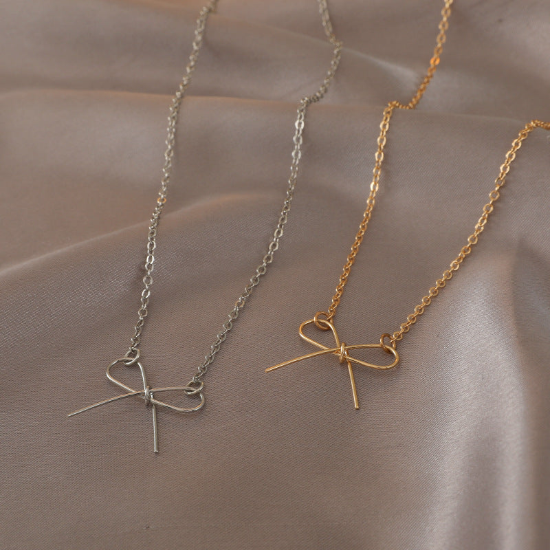 Women's Bow For Trendy Cold Simple Short Temperamental Necklaces