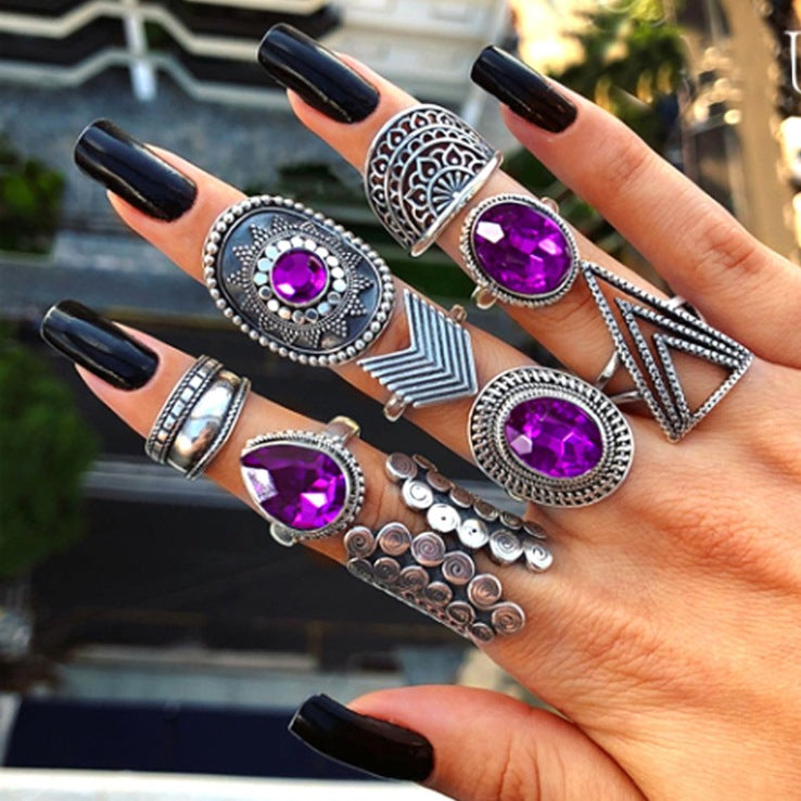 Combined Set Suit Bohemian Vacation Metal Rings