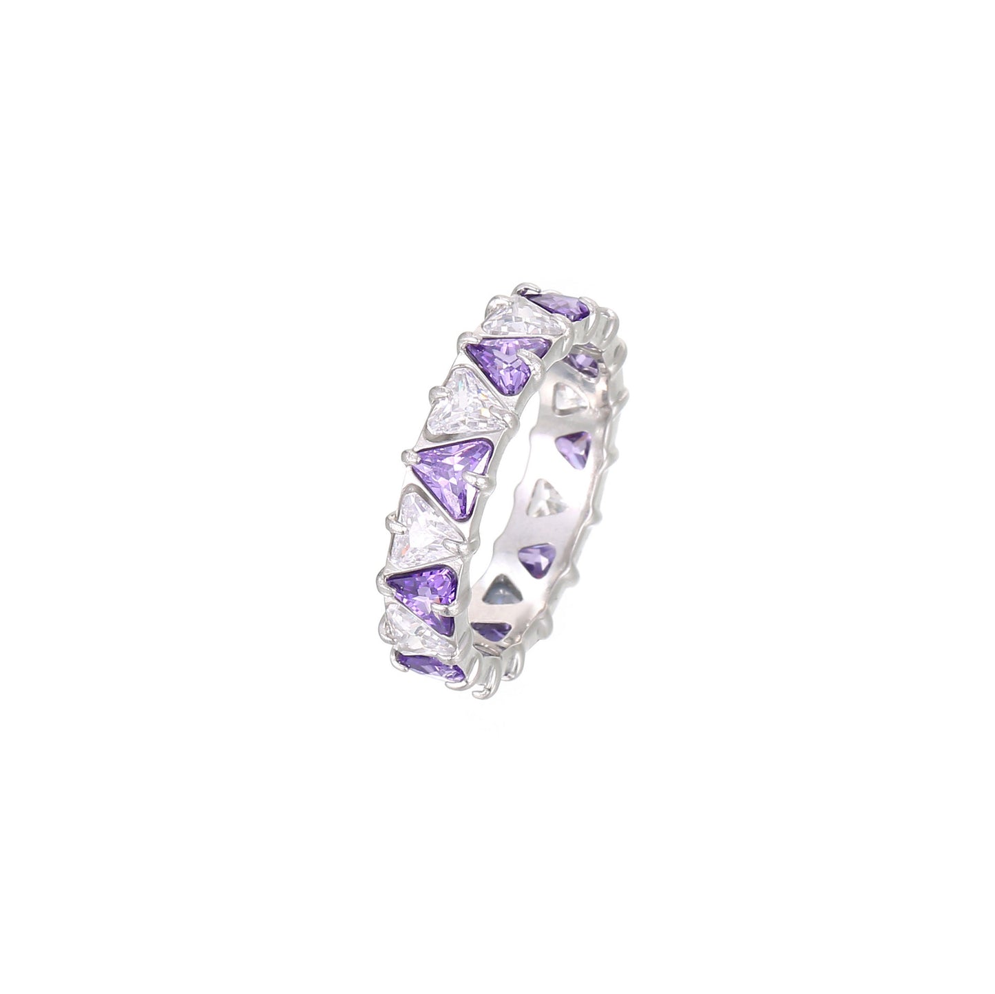 Gang Drill Color Zircon Female Diamond Heart-shaped Rings