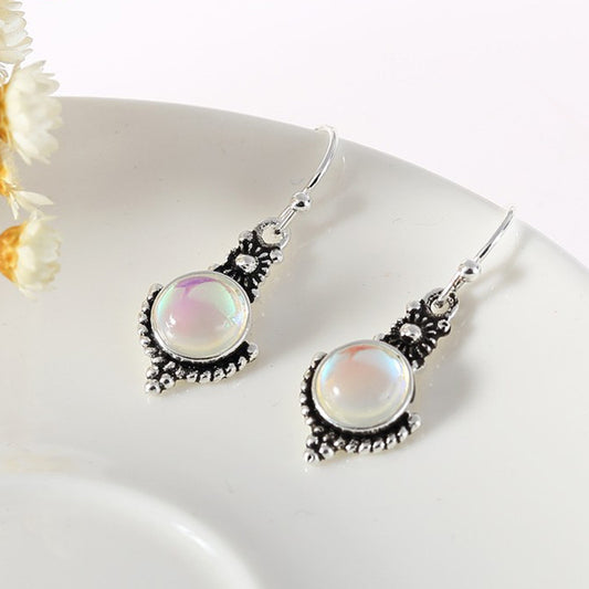 Moonstone Vintage Fashion Imitation Thai Sier Colorful Earrings