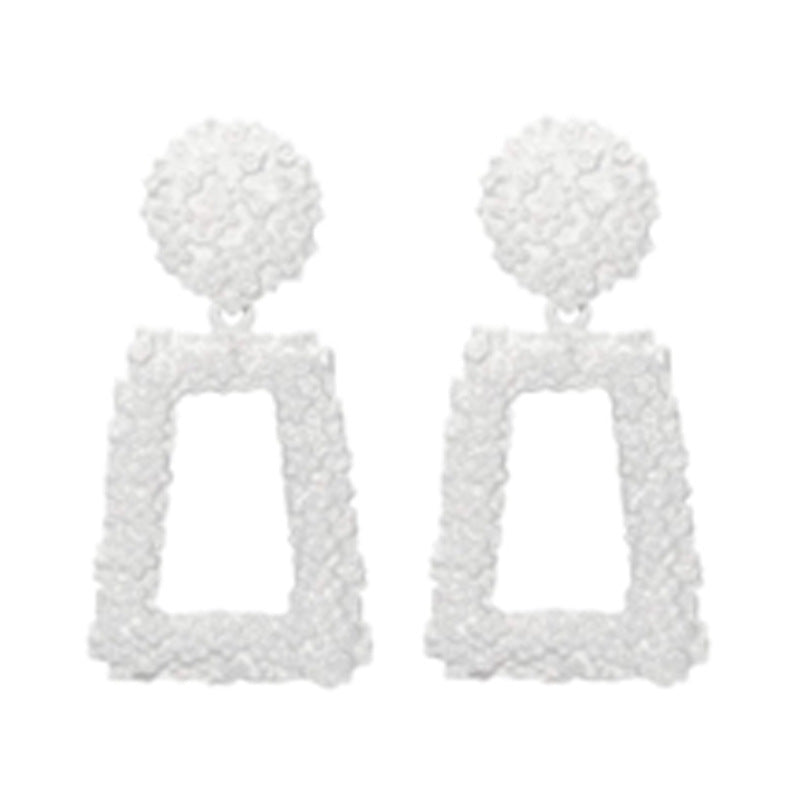 Women's Metal Retro Personalized White Geometric Square Earrings