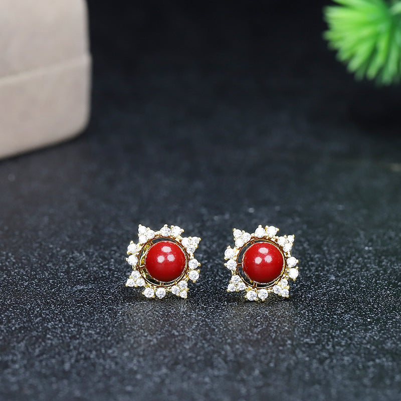 Women's Cinnabar Birthday Gift Raw Ore Simple National Style Rings