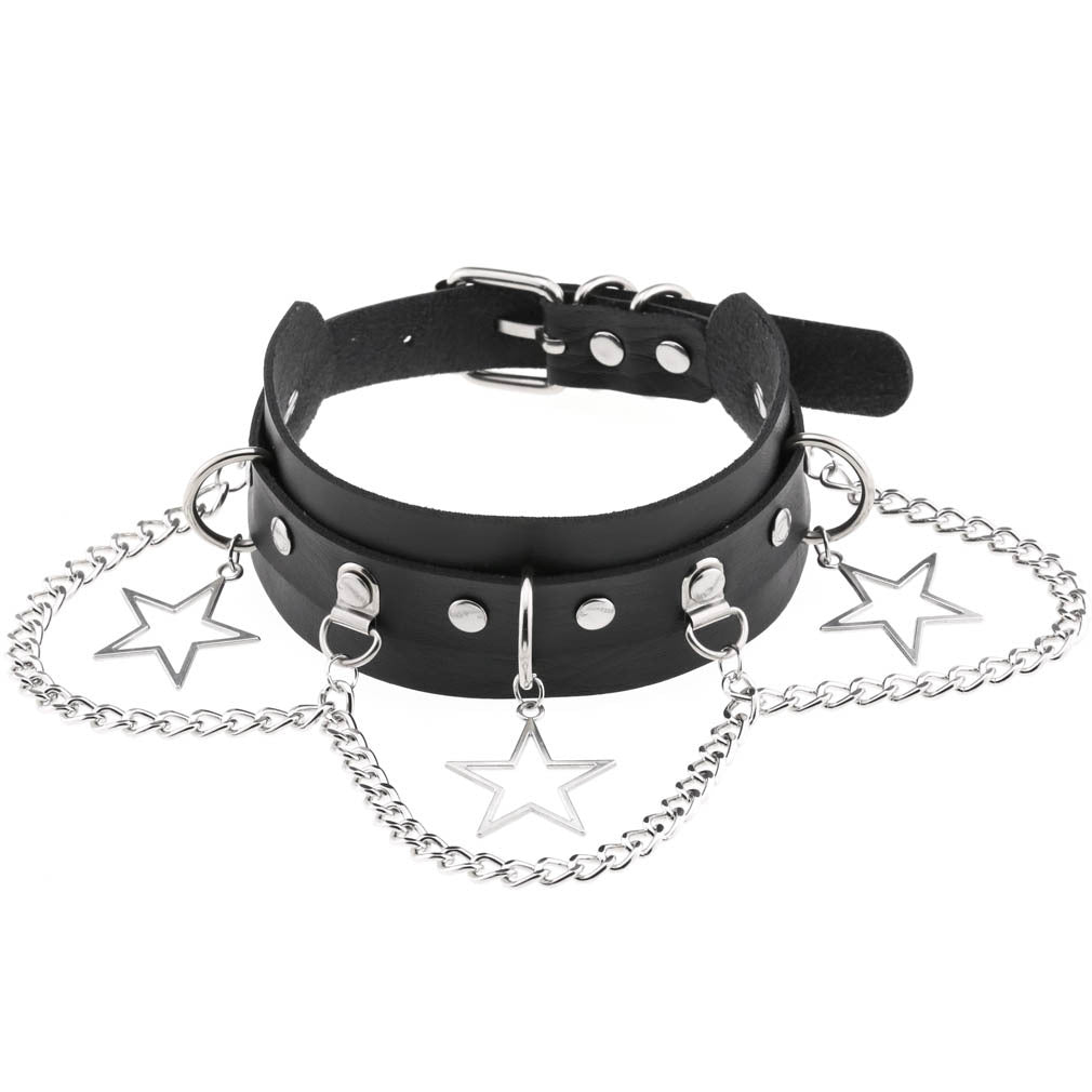 Street Shooting Nightclub Five-pointed Star Chain Clavicle Neck Bandana Collar