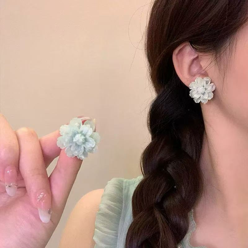 Women's Super Fairy Dopamine Color Mesh Flower Tassel For Unique Beautiful Earrings