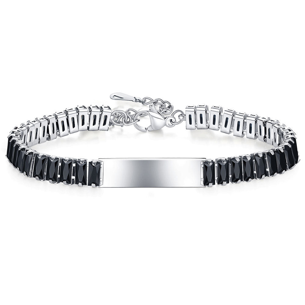 Steel Glossy Laser Sculpture Couple Inlaid Bracelets
