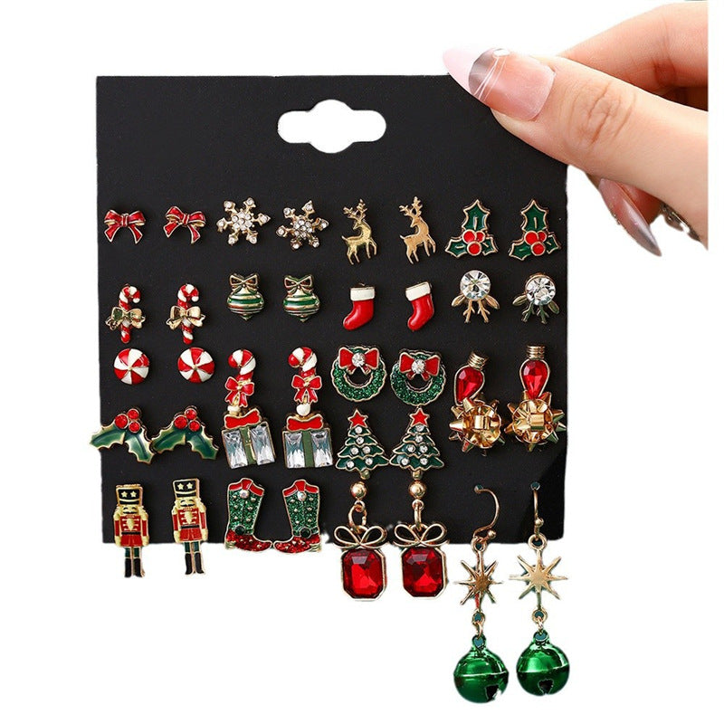 Small Ear Cartoon Christmas Snowman Gift Earrings