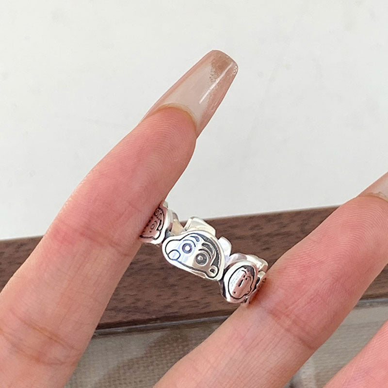 Cute Anime Cartoon Figures Small Female Niche Design Adjustable Ring