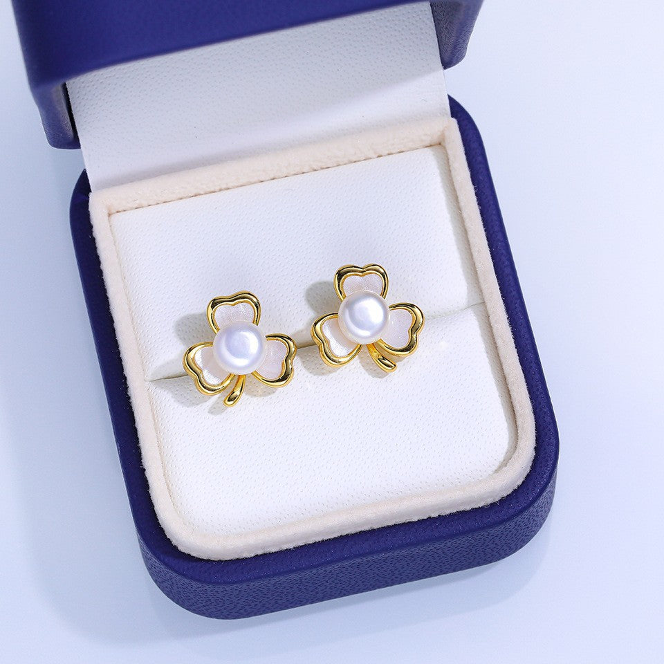 Freshwater Pearl Ear Sier Needle Light Luxury High-grade Fritillary Earrings