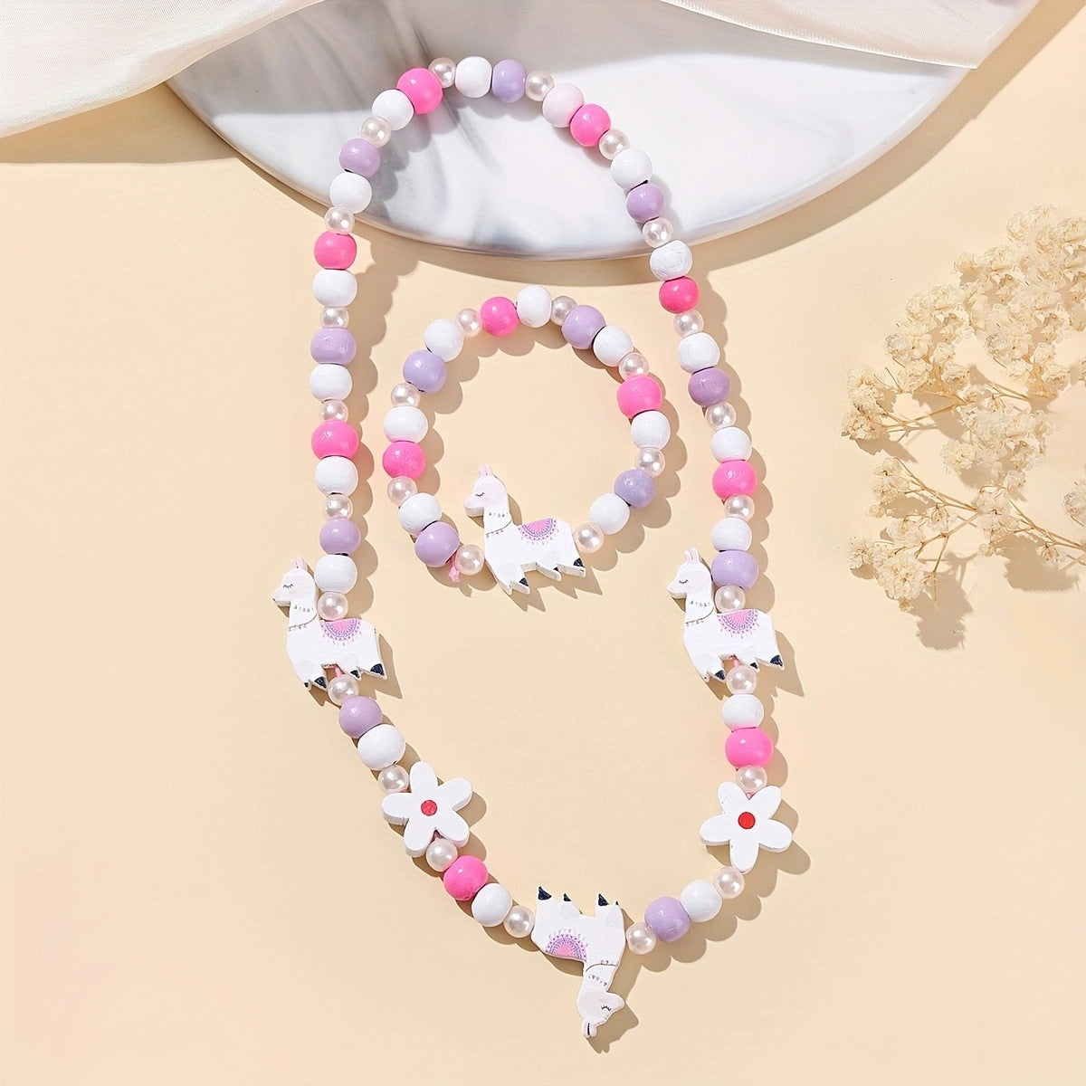 Children's Mixed Color Beaded Wooden Bead Handmade Bracelets
