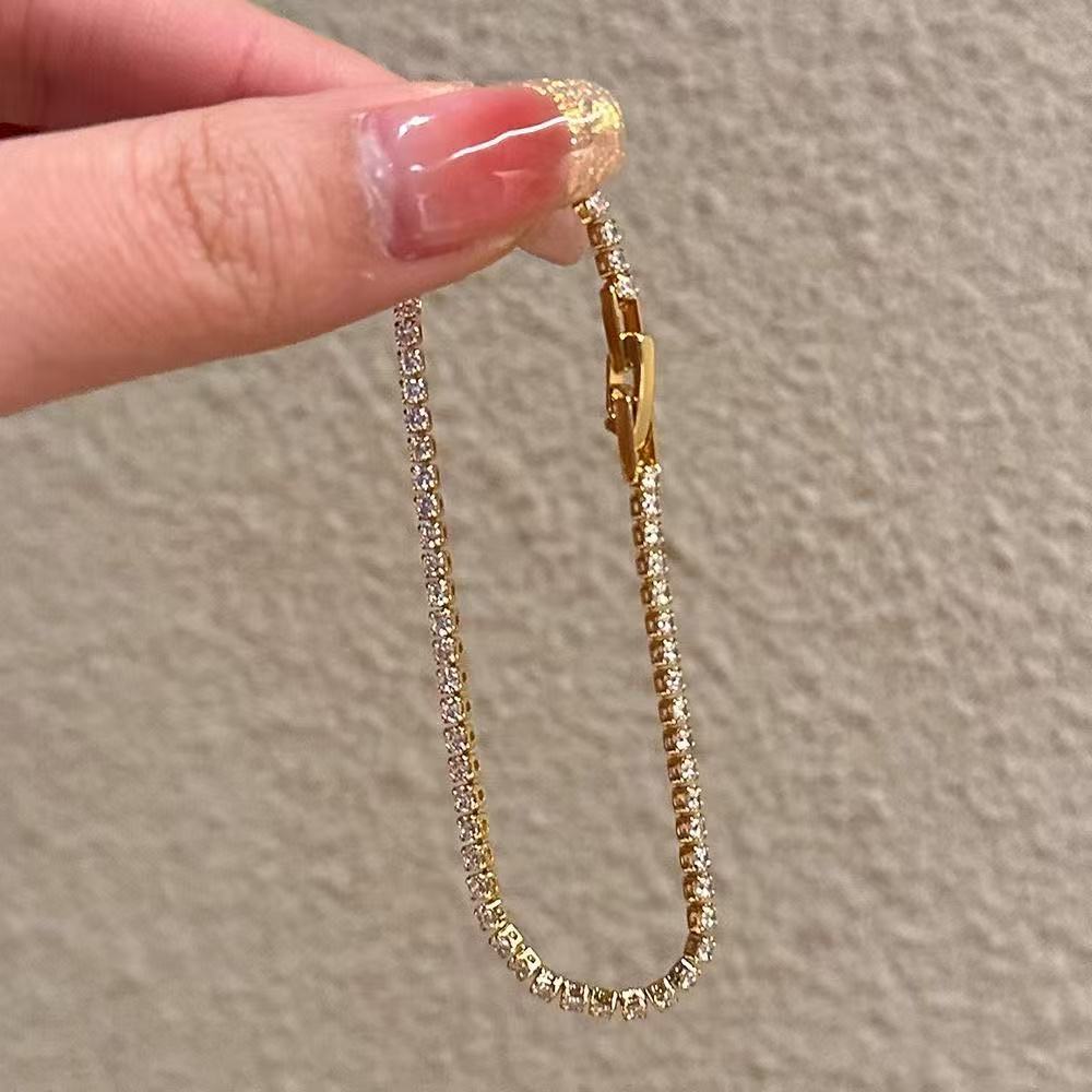 Golden Super Flash Zircon Female Good-looking Party Light Luxury Minority Bracelets