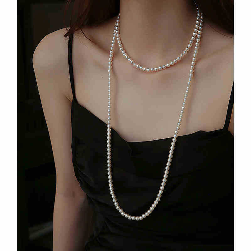 Women's Long Pearl Elegant Fashionable Super Twin Necklaces