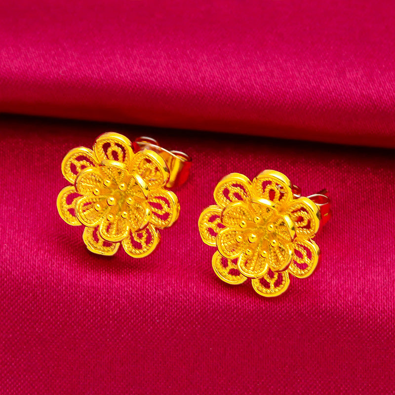 Women's Vietnam Placer Gold Faux Flower European Coin No Color Pendants