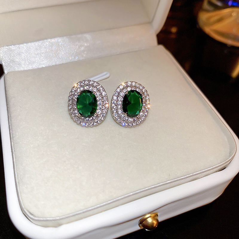 Needle Vintage Emerald Rhinestone Fashion Special Interest Light Earrings