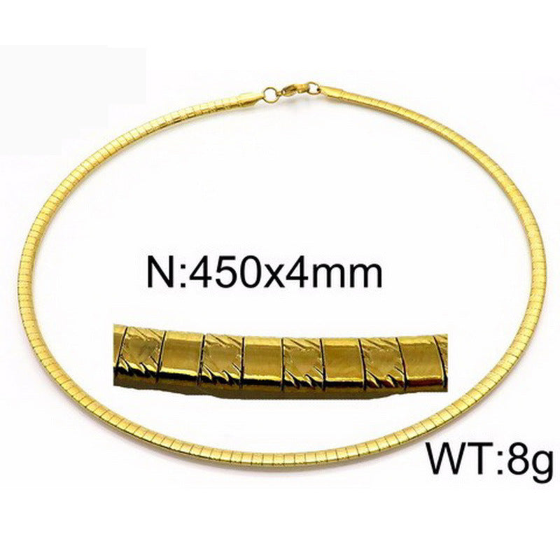 Women's & Men's Fashion Titanium Steel Simple Popular Round Gold Necklaces