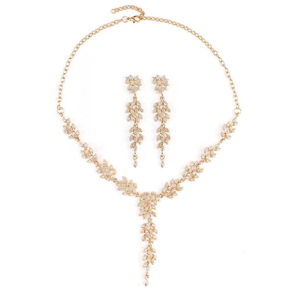 High-grade Crystal Diamond Wedding Dress Banquet Jewelry Set
