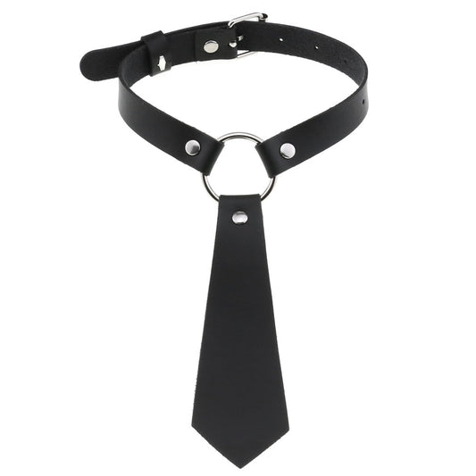 Personality Fashion Leather Bondage Tie Punk Collar
