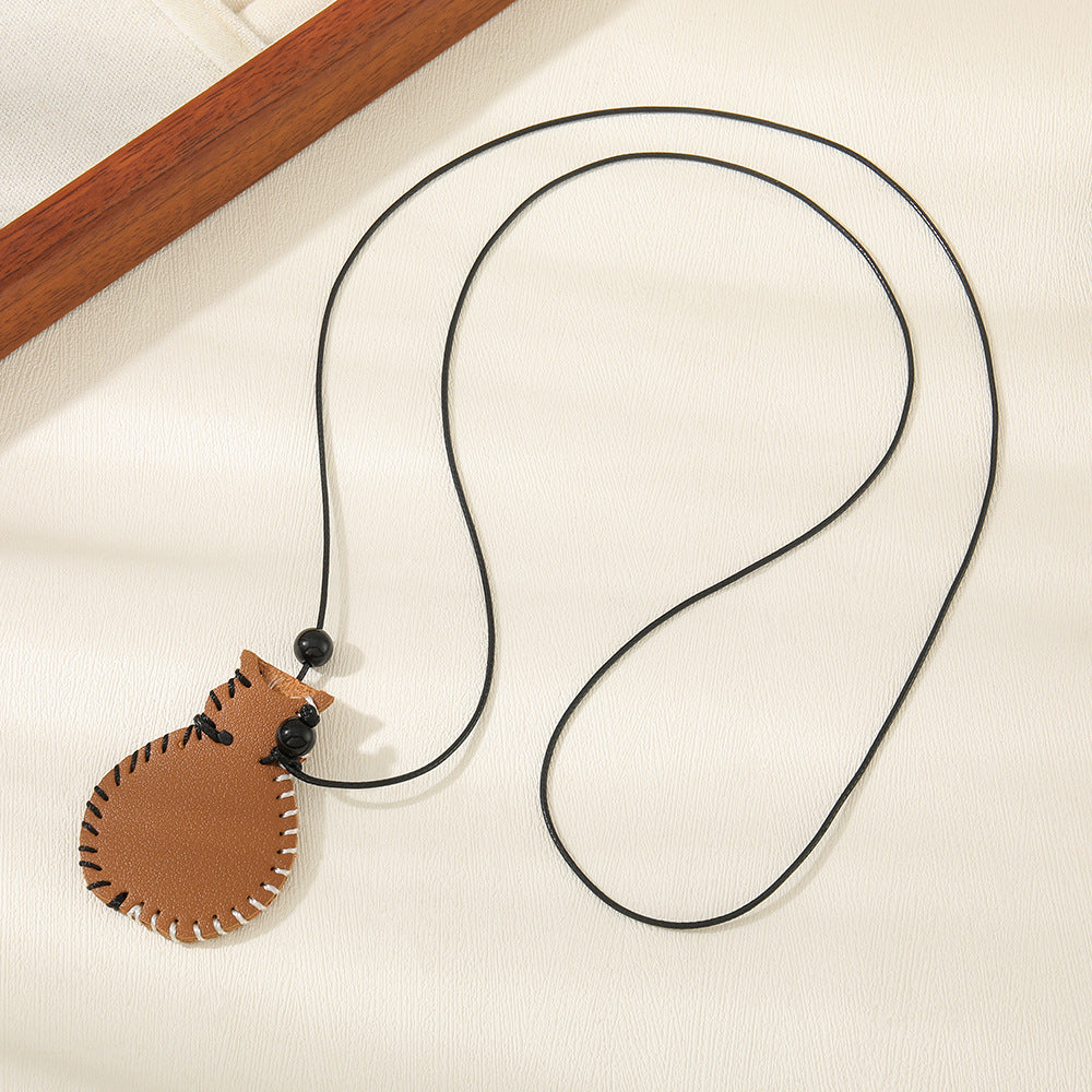 Sketch Vase Three-dimensional Leather Design Halter Minority Fashion Simple Necklaces