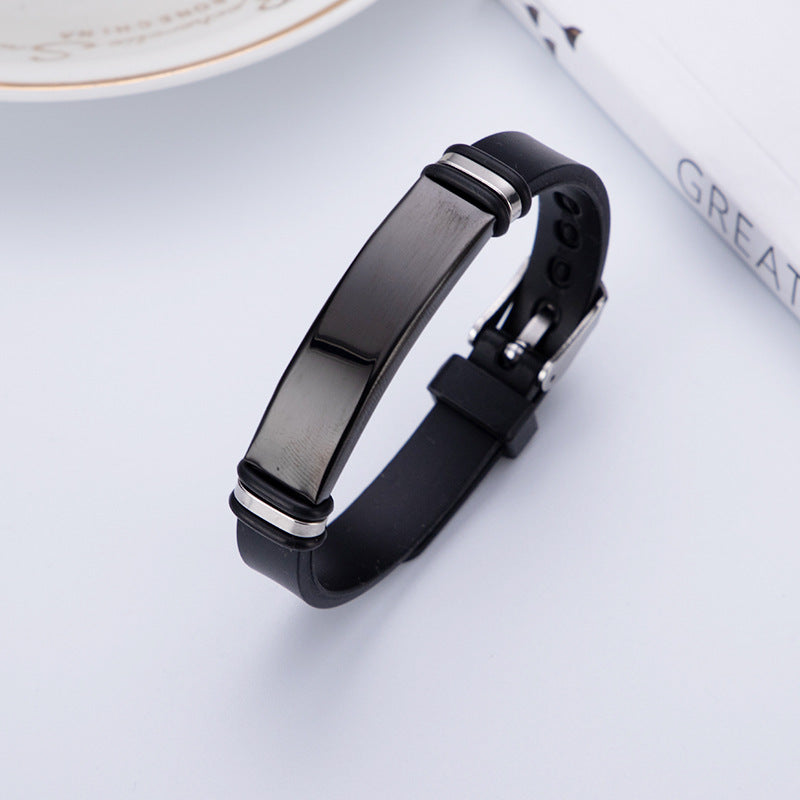 Men's Sports Couple Lettering Birthday Gift Stainless Silica Bracelets